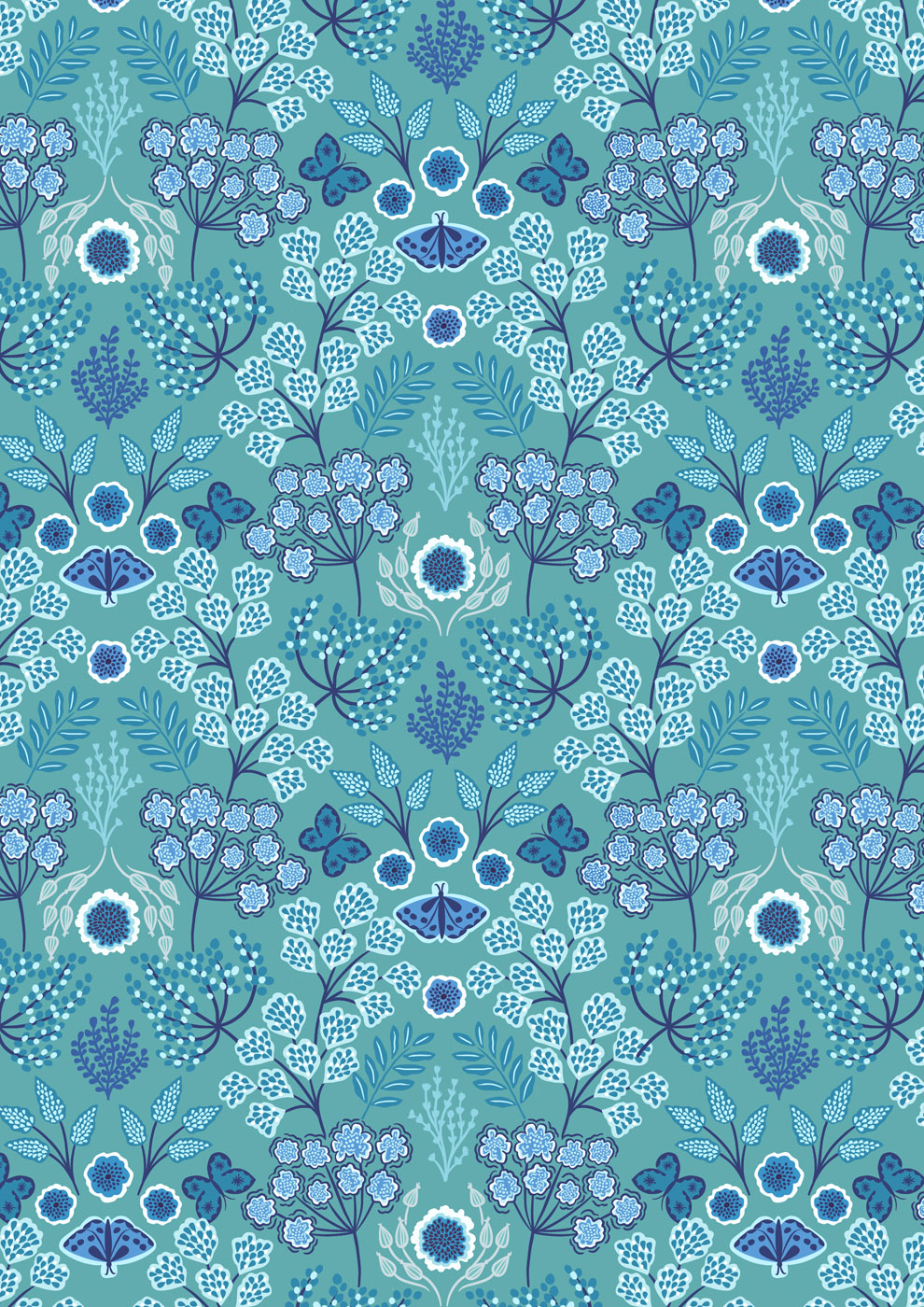 Jardin d’Hiver Flannel – Jardin d’Hiver on Iced Blue by Lewis & Irene – F930C